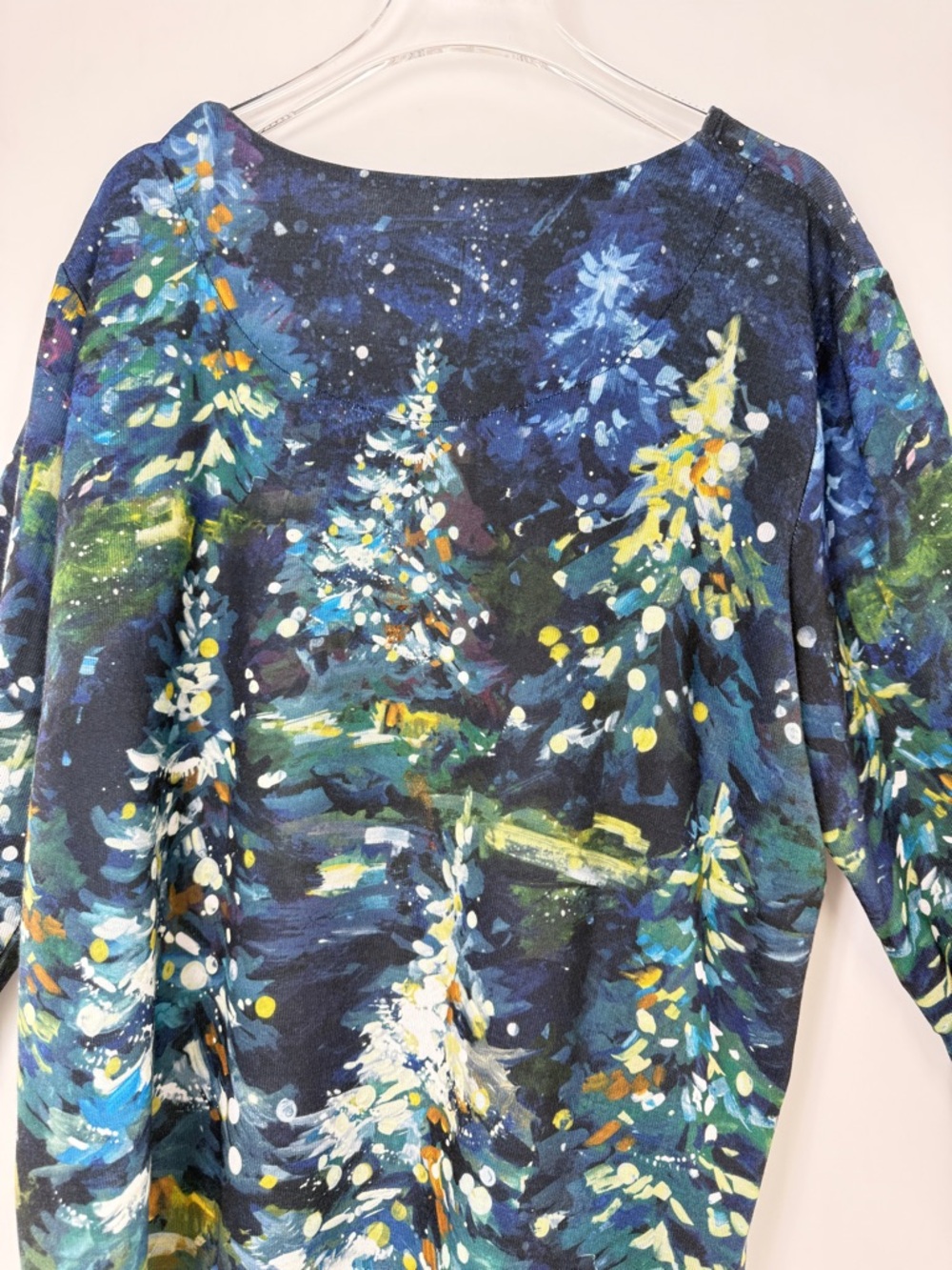 Alfred Dunner Women's Petite Starry Night Tree Top Navy/Green Size Petite Large - Picture 12 of 14